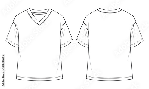 V neck short sleeve t shirt vector illustration template for ladies