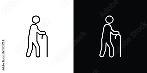 Walking stick icon collection. Line vector sign, symbol for web and mobile