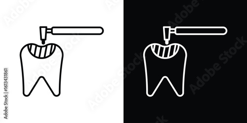 Tooth filling icon collection. Line vector sign, symbol for web and mobile