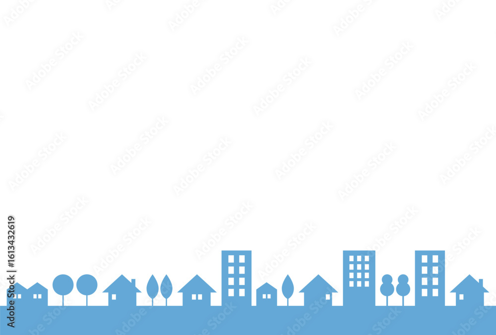 Obraz premium シンプルな街並み・ビルのシルエット ベクター
