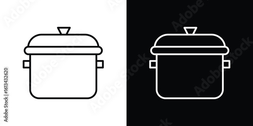 Stew pot icon collection. Line vector sign, symbol for web and mobile