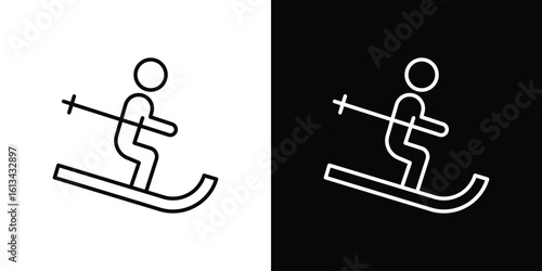 Skii icon collection. Line vector sign, symbol for web and mobile