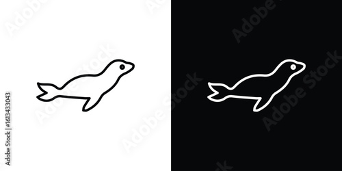 Sea lion icon collection. Line vector sign, symbol for web and mobile