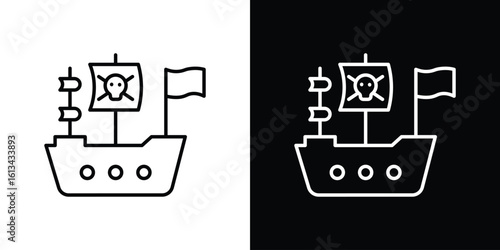 Pirate ship icon collection. Line vector sign, symbol for web and mobile