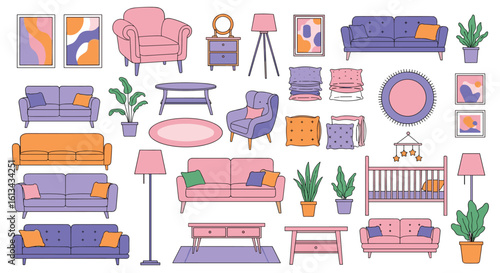 Cozy modern living room furniture and decor collection for a comfortable home
