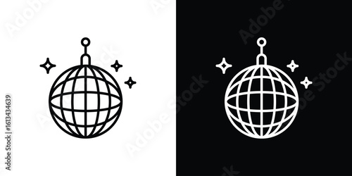 Mirror ball icon collection. Line vector sign, symbol for web and mobile