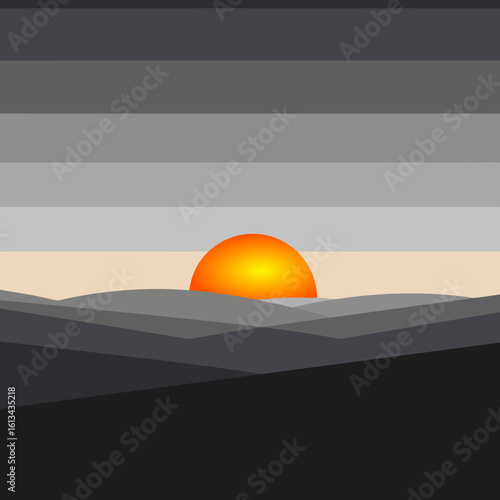 A metaphor for the loss of the world's colors. A sunset where the sky and the earth are gray, devoid of any warm hue, symbolizing depression, despondency, the loss of joy, and emotional emptiness.
