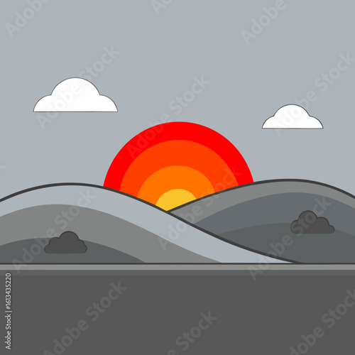 A metaphor for the loss of the world's colors. A sunset where the sky and the earth are gray, devoid of any warm hue, symbolizing depression, despondency, the loss of joy, and emotional emptiness.