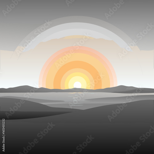 A metaphor for the loss of the world's colors. A sunset where the sky and the earth are gray, devoid of any warm hue, symbolizing depression, despondency, the loss of joy, and emotional emptiness.