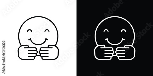 Hugging emoji icon collection. Line vector sign, symbol for web and mobile