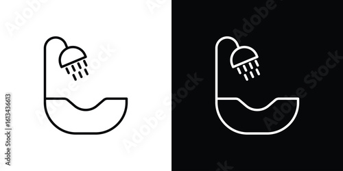 Hair washer sink icon collection. Line vector sign, symbol for web and mobile
