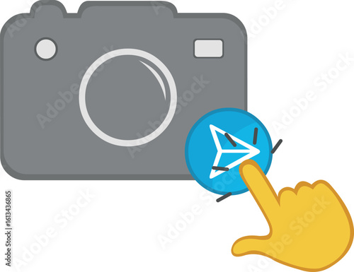 vector illustration concept icon yellow hand click push send photo button system