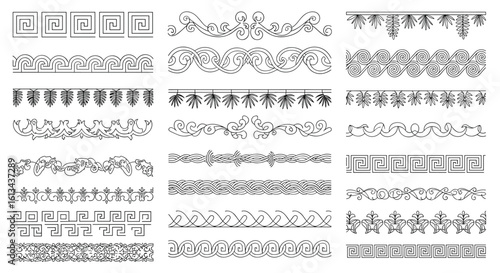 Collection of ornate decorative borders and ornamental flourishes for artistic design applications