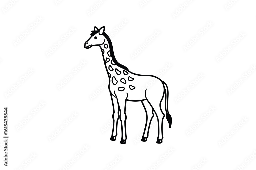 Fototapeta premium Elegant Giraffe Standing Tall A Striking Animal Illustration in Silhouette Style silhouette