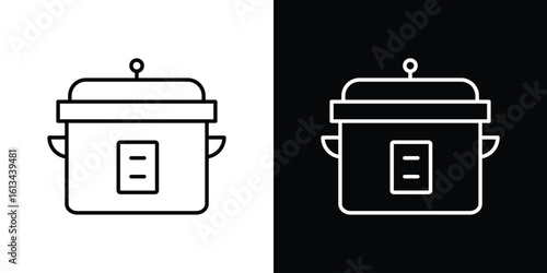 Crock pot icon collection. Line vector sign, symbol for web and mobile