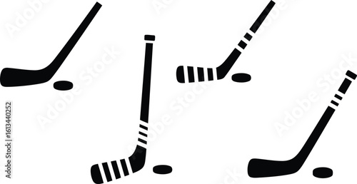 Hockey Stick Silhouette Icon Vector Set - Sports Equipment