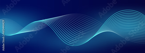 Futuristic blue background with glowing lines forming dynamic wave patterns, like celebratory digital confetti in motion.