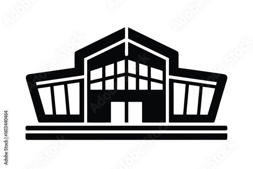 Thanksgiving vector art of modern building facade with geometric lines and glass windows