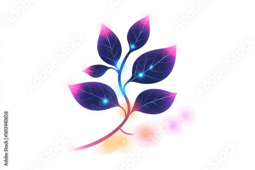 Abstract Colorful Leaf Design with Glowing Elements and Soft Lights