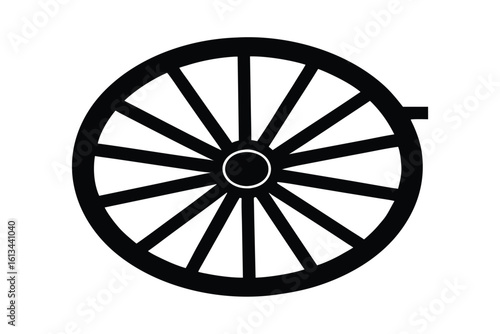 Thanksgiving vector art of a black and white illustration of a wagon wheel with many spokes