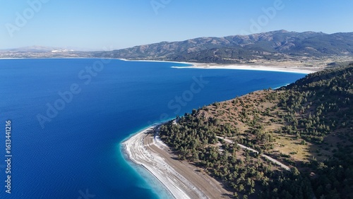 Wallpaper Mural Blue lake scenery. River, trees, sky. Lake in Turkey High quality photo Torontodigital.ca
