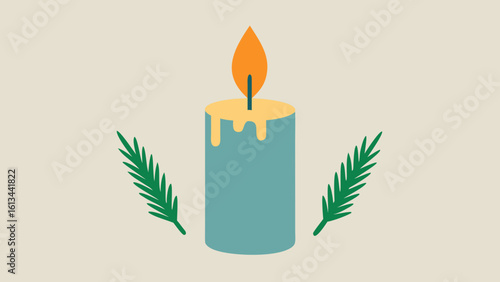 warm candle frosted pine sprig