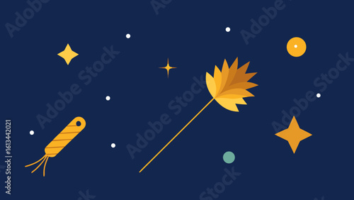 flat lay tinsel border gold elements