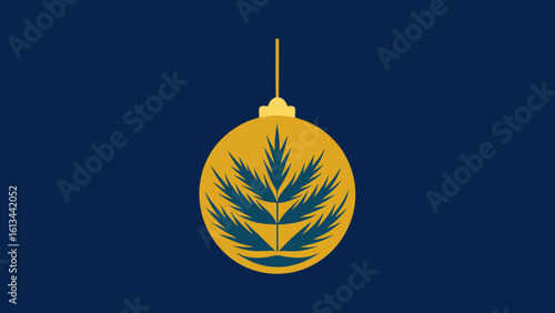 golden ornament pine needles shadow