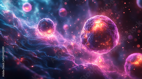 Wallpaper Mural Luminous aura surrounding early cell cluster forming organized tissue  Torontodigital.ca