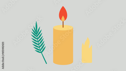 warm candle frosted pine sprig