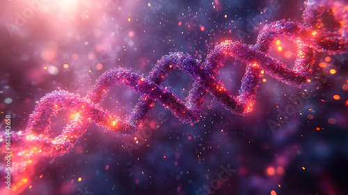 High-detail depiction of DNA double helix unwinding to begin cellular replication 