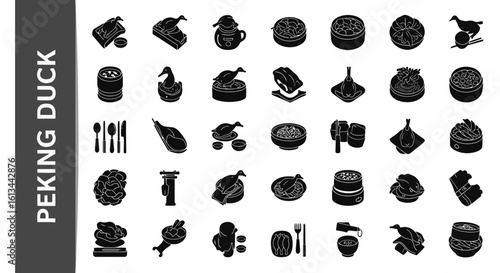 Peking Duck Silhouette Collection: Chinese Cuisine, Roasts, and Gourmet Food