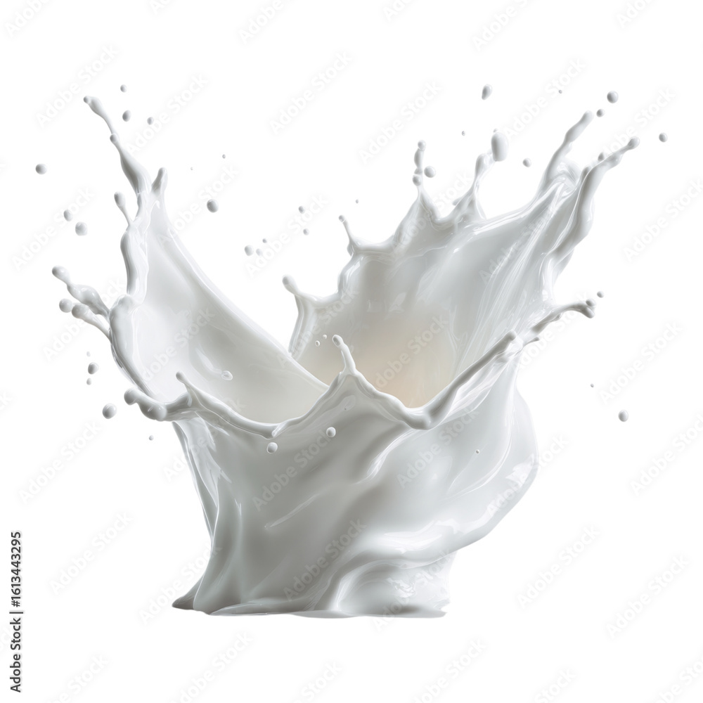 Fototapeta premium Splashing White Liquid on Transparent Background