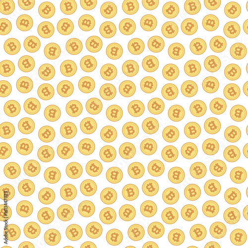 Cryptocurrency coin pattern. Seamless background with Bitcoin digital money
