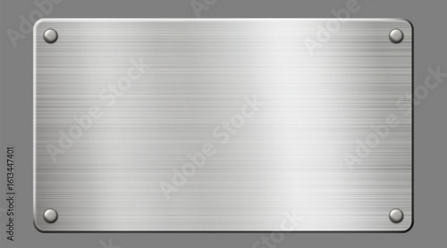 Vector sleek metallic plate with brushed finish and rivets