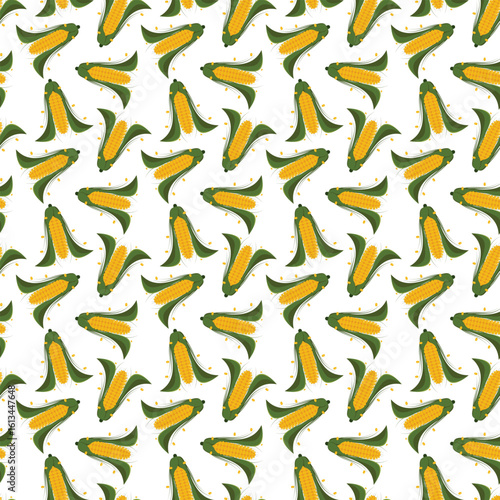 Rural farm natural corn vegetable harvest seamless pattern background