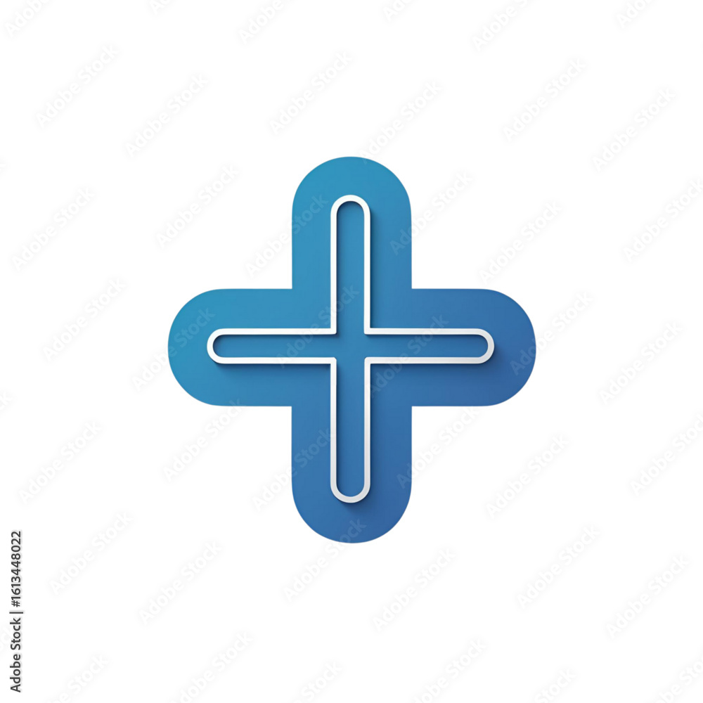 Obraz premium Modern Blue Plus Sign Icon with Rounded Corners