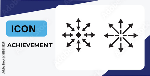 Vector Expansion Icons for Business Growth and Achievement Representing Multiple Directions and Opportunities