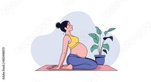 Serene pregnancy yoga session embracing wellness and mindful movement for expectant mothers preparing for birth