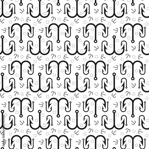 Fishing tackle hook design. Seamless background for sport and adventure lovers