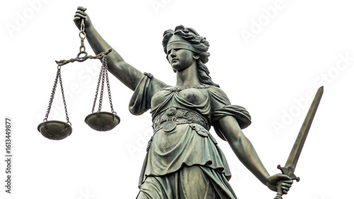 the statue of justice isolated on white background