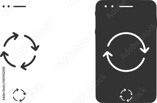 Rotate screen vector icon for Instagram reels, black silhouette on a white background