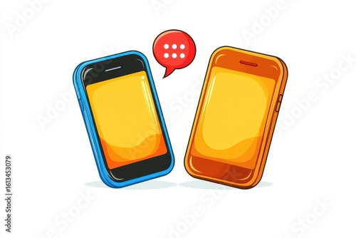 Colorful Smartphone Illustration with Messaging Speech Bubble Design