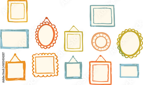 Colorful Hand-Drawn Picture Frames Clipart – Decorative Frame Set Illustration