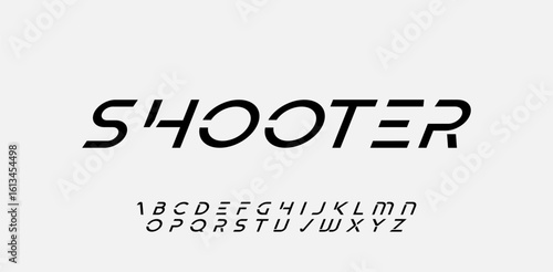 Minimalist Abstract technology and science alphabet font. Digital typography vector illustration design