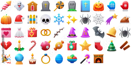 Set of 3D Holidays icons