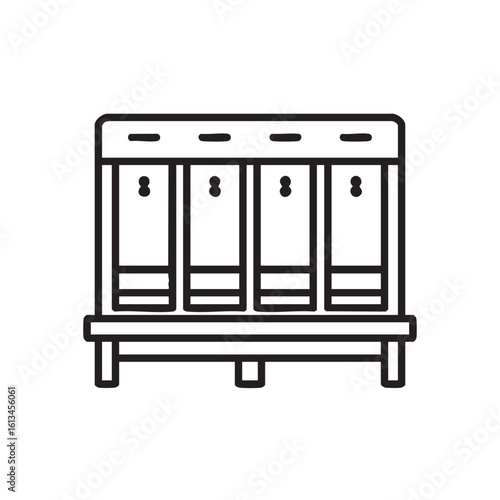 A black and white outline of a locker unit with four compartments.