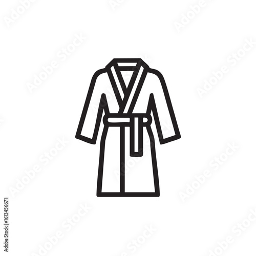  A black and white line icon of a bathrobe.