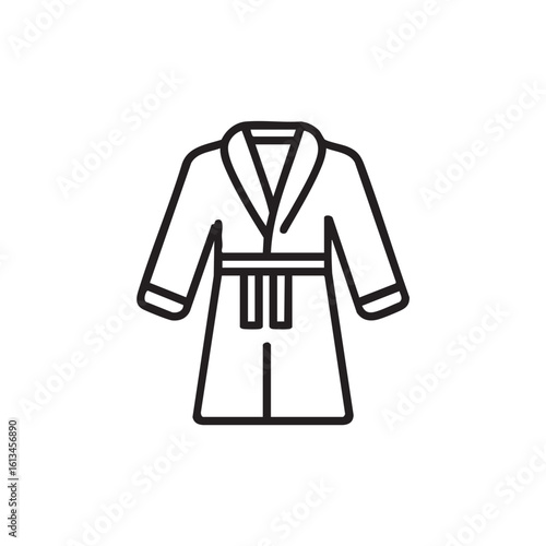 A black and white line icon of a bathrobe.