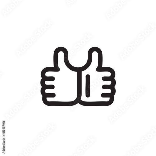 A black and white line icon of two thumbs up.